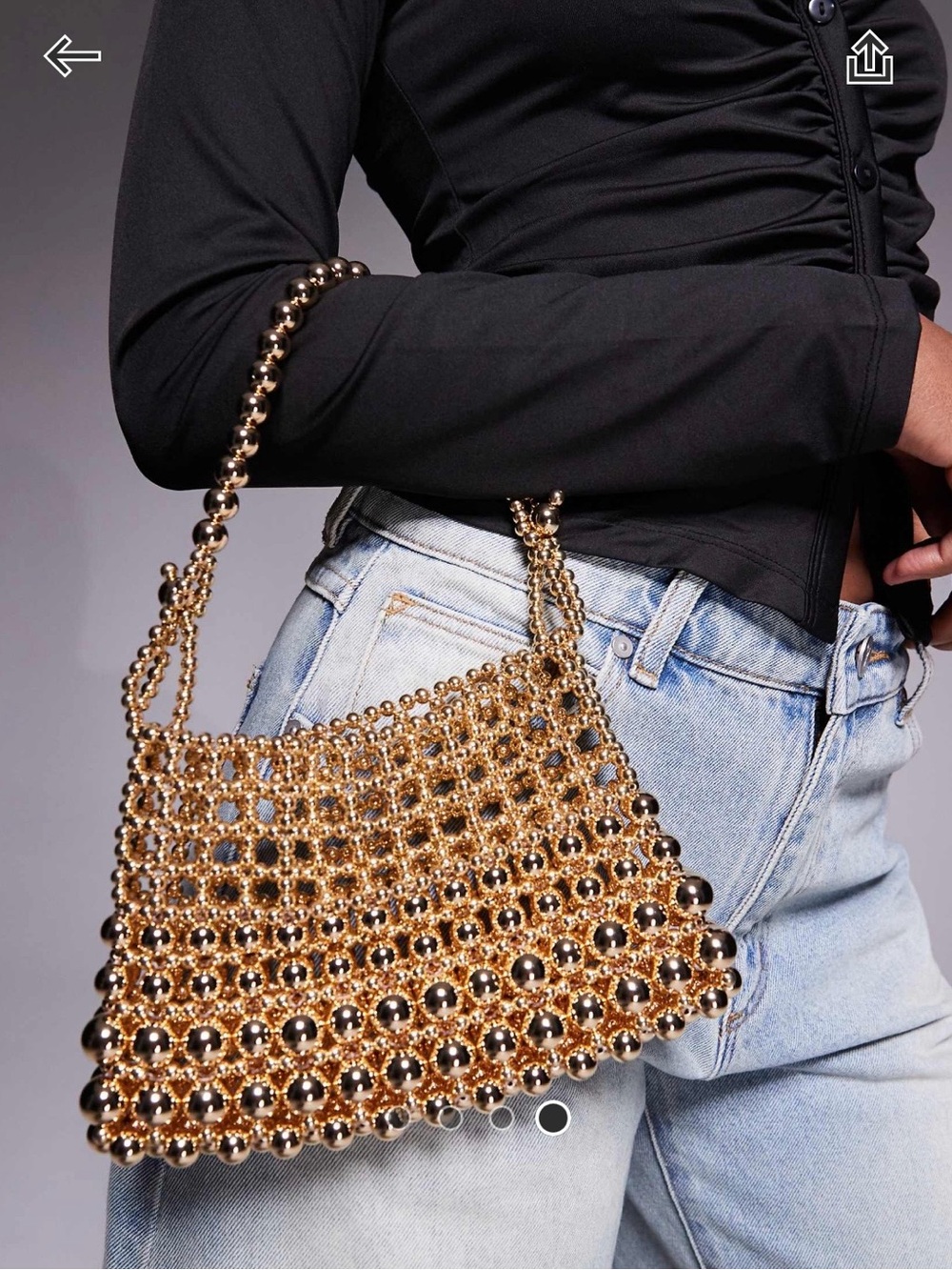 NWOT- ASOS- Gold Beaded Evening Shoulder Bag - Elegant Women's Handbag - Picture 4 of 4